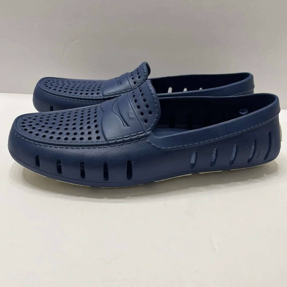 Floafers Men's Country Club Driver Loafer Navy Blue Perforated Foam Size 10